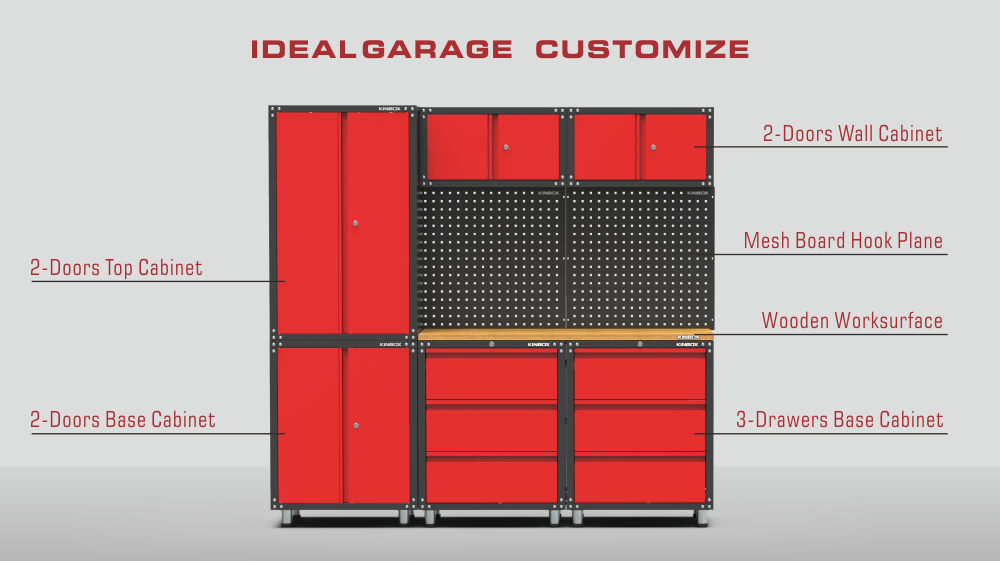 9 pi&egrave;ces Syst&egrave;me d'atelier de garage en m&eacute;tal pour atelier