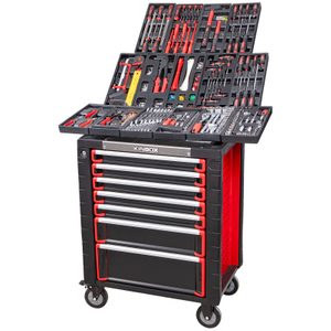 Kinbox 455 Piece BMC Tray Professional Handcart Handcart Multifonctional Tool Kit, Panneau métallique mis à niveau, prend en charge la personnalisation