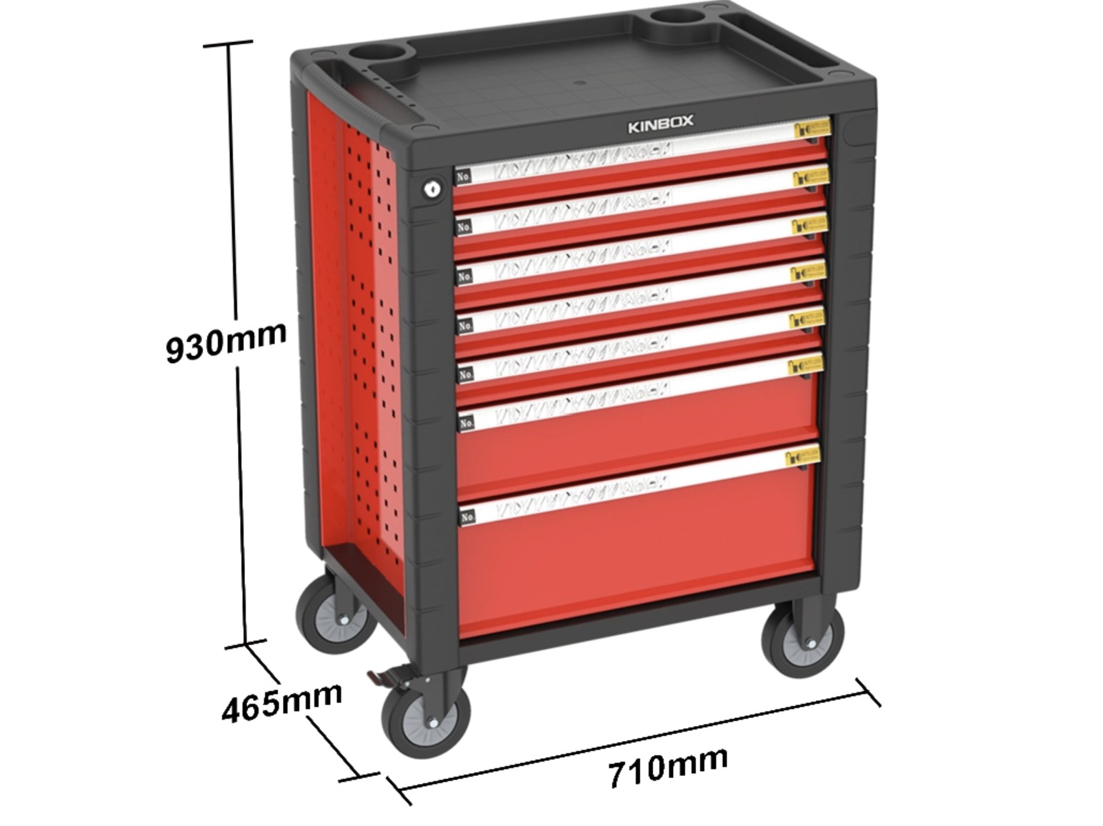 Taille de l'armoire &agrave; outils roulante 7 tiroirs KINBOX